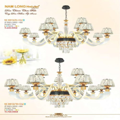 Đèn chùm Nam Long Netviet NC 8813/8+4, NC 8813/10+5