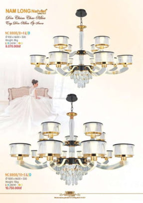 Đèn chùm Nam Long Netviet NC 8808/8+4, NC 8808/10+5