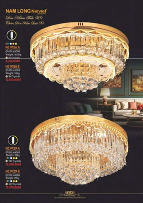 Đèn mâm Nam Long Netviet NC 9156A, NC 9156B, NC 9129A, NC 9129B