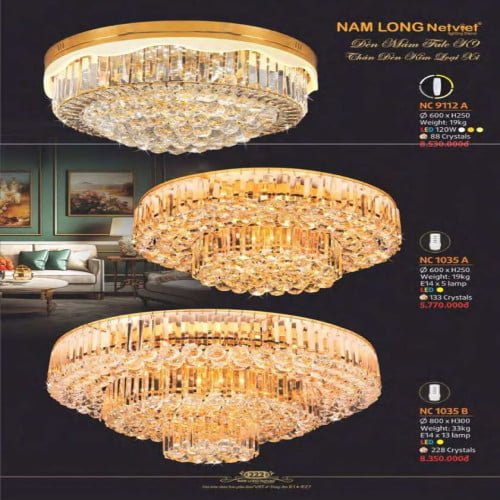 Đèn mâm Nam Long Netviet NC 9112A, NC 1035A, NC 1035B
