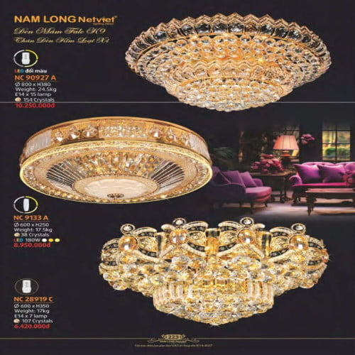 Đèn mâm Nam Long Netviet NC 90927A, NC 9133A, NC 28919C