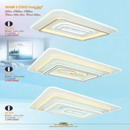 Đèn mâm Nam Long Netviet NC 830, NC 831, NC 833