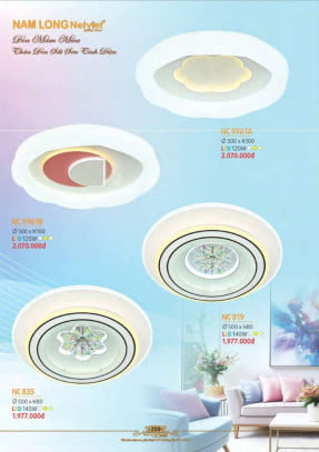 Đèn mâm Nam Long Netviet NC 9961A, NC 9961B, NC 819, NC 835