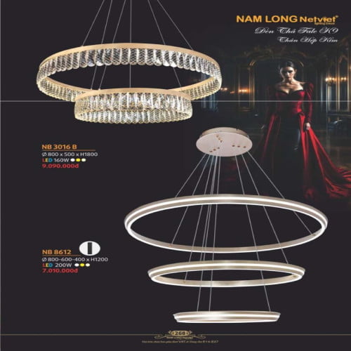 Đèn thả Nam Long Netviet NB 3016B, NB 8612