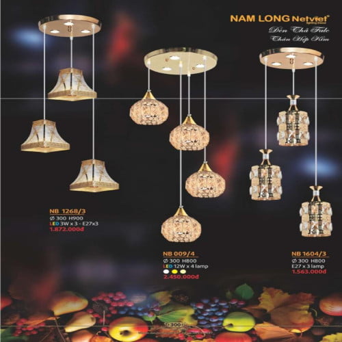 Đèn thả Nam Long Netviet NB 1268/3, NB 009/4, NB 1604/3