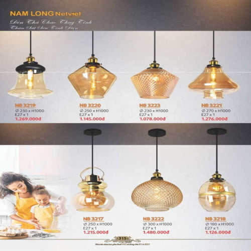 Đèn thả Nam Long Netviet NB 3219, NB 3220, NB 3223, NB 3221, NB 3217, NB 3222, NB 3218