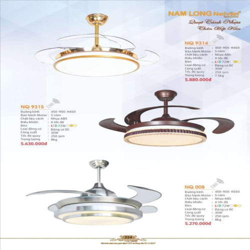 Quạt trần Nam Long Netviet NQ 9314, NQ 9315, NQ 008