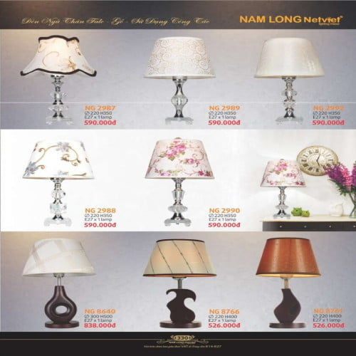 Đèn ngủ Nam Long Netviet NG 2987, NG 2989, NG 2992, NG 2988, NG 2990, NG 8640, NG 8766, NG 8761