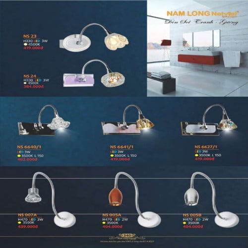 Đèn soi tranh Nam Long Netviet NS 23, NS 24, NS 6640/1, NS 6640/1, NS 6627/1, NS 007A, NS 005A, NS 007B
