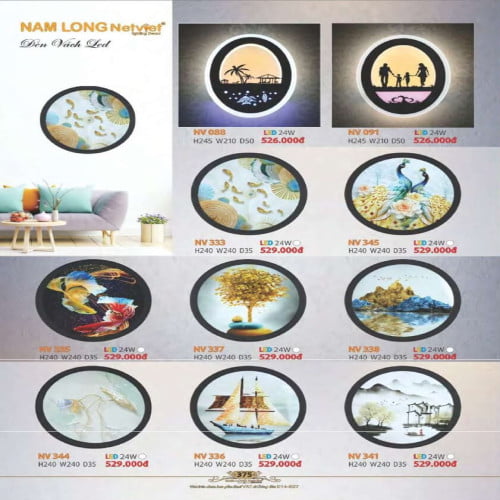 Đèn vách Nam Long Netviet NV 088, NV 091, NV 333, NV 345, NV 335, NV 337, NV 338, NV 344, NV 336, NV 341