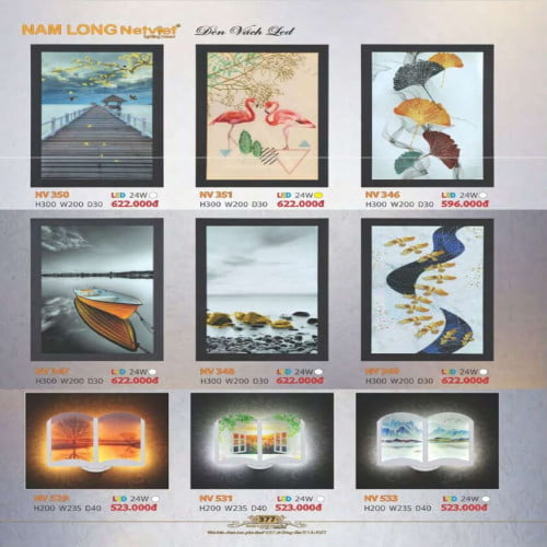Đèn vách Nam Long Netviet NV 350, NV 351, NV 346, NV 347, NV 348, NV 349, NV 529, NV 531, NV 533