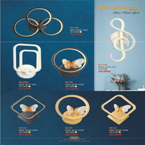 Đèn vách Nam Long Netviet NV 105, NV 098, NV 02, NV 04, NV 01, NV 03, NV 099