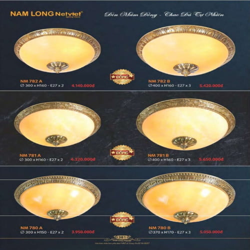 Đèn mâm đồng Nam Long Netviet NM 782A, NM 782B, NM 781A, NM 781B, NM 780A, NM 780B
