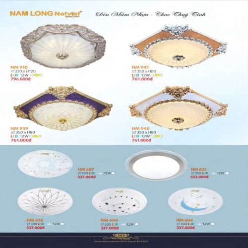 Đèn mâm Nam Long Netviet NM 910, NM 941, NM 939, NM 940, NM 607, NM 621, NM 616, NM 606, NM 604
