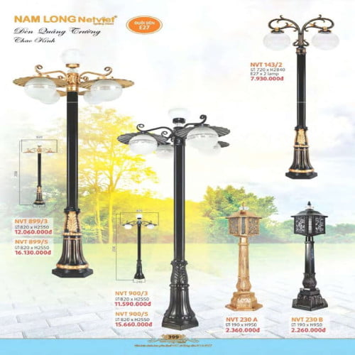 Đèn quảng trường Nam Long Netviet NVT 143/2, NVT 899/3, NVT 899/5, NVT 900/3, NVT 900/5, NVT 230A, NVT 230B