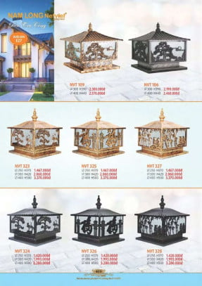 Đèn trụ cổng Nam Long Netviet NVT 109, NVT 106, NVT 323, NVT 325, NVT 327, NVT 324, NVT 326, NVT 328
