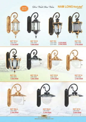Đèn vách sân vườn Nam Long Netviet NVT 151A, NVT 151B, NVT 152, NVT 153, NVT 154, NVT 155A, NVT 155B, NVT 157A, NVT 157B, NVT 156A, NVT 156B