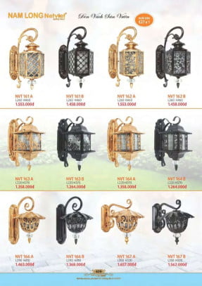 Đèn vách sân vườn Nam Long Netviet NVT 161A, NVT 161B, NVT 162A, NVT 162B, NVT 163A, NVT 163B, NVT 164A, NVT 164B, NVT 166A, NVT 166B, NVT 167A, NVT 167B