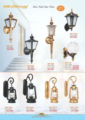 Đèn vách sân vườn Nam Long Netviet NVT 921, NVT 920, NVT 260, NVT 353A, NVT 144, NVT 176A, NVT 176B, NVT 177A, NVT 177B