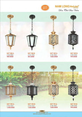 Đèn thả sân vườn Nam Long Netviet NVT 188A, NVT 188B, NVT 189A, NVT 189B, NVT 190A, NVT 190B, NVT 191A, NVT 191B
