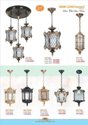 Đèn thả sân vườn Nam Long Netviet NVT 881, NVT 880, NVT 350, NVT 333A, NVT 333B, NVT 362, NVT 946, NVT 928