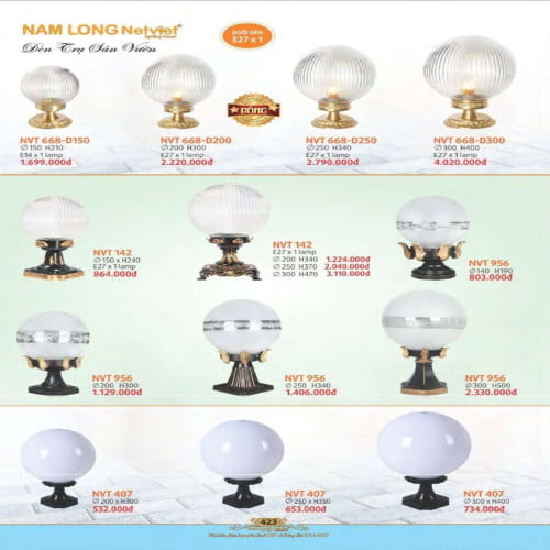 Đèn trụ sân vườn Nam Long Netviet NVT 668, NVT 142, NVT 956, NVT 407
