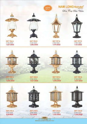 Đèn trụ sân vườn Nam Long Netviet NVT 196A, NVT 196B, NVT 197A, NVT 197B, NVT 198A, NVT 198B, NVT 199A, NVT 199B, NVT 215A, NVT 215B, NVT 216A, NVT 216B