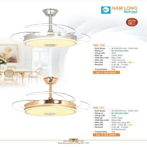 Quạt trần Nam Long Netviet NQ 152, NQ 151