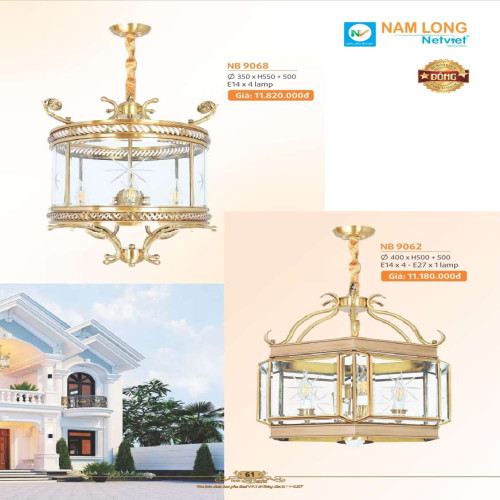 Đèn thả đồng Nam Long Netviet NB 9068, NB 9062