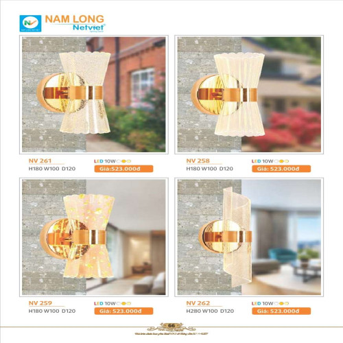 Đèn vách Nam Long Netviet NV 261, NV 258, NV 259, NV 262