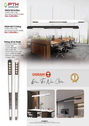 Đèn thả PTH Lighting Home THCN 0216/Đen, THCN 0217/Trắng