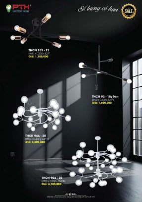 Đèn thả PTH Lighting Home THCN 103 - 21, THCN 93 - 18/Đen, THCN 94A - 20, THCN 95A - 20