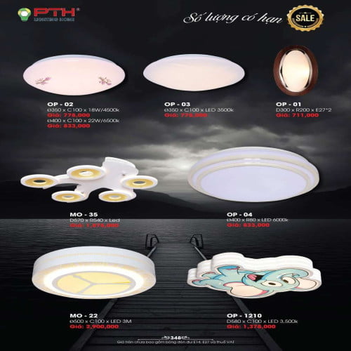 Đèn mâm ốp trần PTH Lighting Home MO - 22, MO - 35, OP - 01, OP - 02, OP - 03, OP - 04, OP - 1210