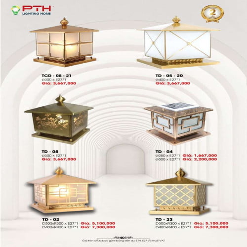 Đèn trụ PTH Lighting Home TCD - 08 - 21, TD - 05 - 20, TD - 05, TD - 04, TD - 02, TD - 23