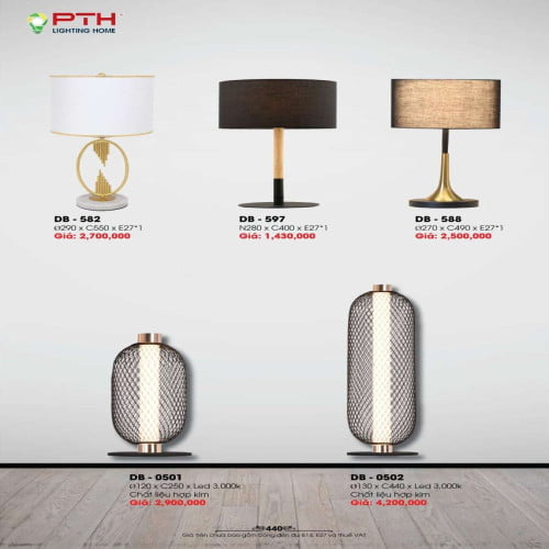 Đèn bàn PTH Lighting Home DB - 582, DB - 597, DB - 588, DB - 0501, DB - 0502