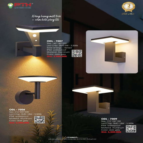 Đèn năng lượng mặt trời PTH Lighting Home ODL - 7007, ODL - 7008, ODL - 7009