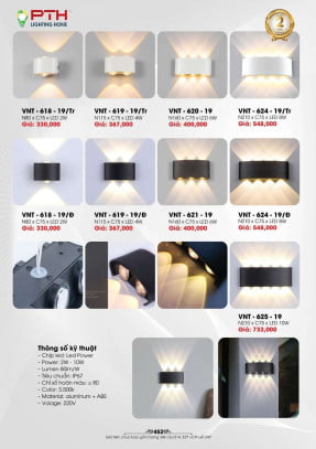 Đèn gắn tường PTH Lighting Home VNT - 618 - 19, VNT - 619 - 19, VNT - 620 - 19, VNT - 621 - 19, VNT - 624 - 19, VNT - 625 - 19