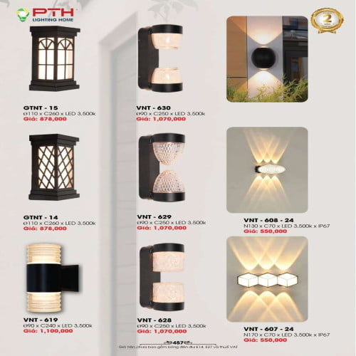 Đèn gắn tường PTH Lighting Home GTNT - 15, VNT - 630, GTNT - 14, VNT - 629, VNT - 608 - 24, VNT - 619, VNT - 628, VNT - 607 - 24