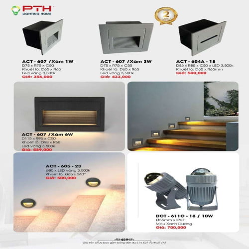 Đèn âm cầu thang PTH Lighting Home ACT - 607, ACT - 604A - 18, ACT - 605 - 23, DCT - 611C - 18