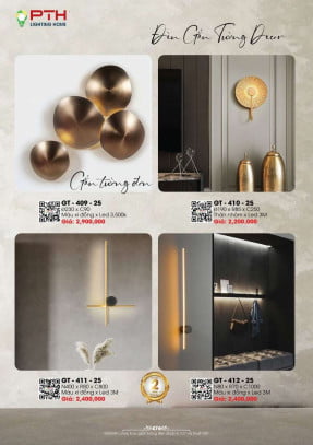 Đèn gắn tường PTH Lighting Home GT - 409 - 25, GT - 410 - 25, GT - 411 - 25, GT - 412 - 25