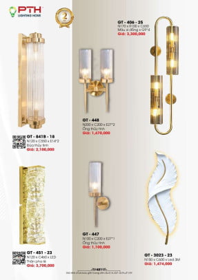 Đèn gắn tường PTH Lighting Home GT - 841B - 18, GT - 448, GT - 406 - 25, GT - 451 - 23, GT - 447, GT - 3023 - 23