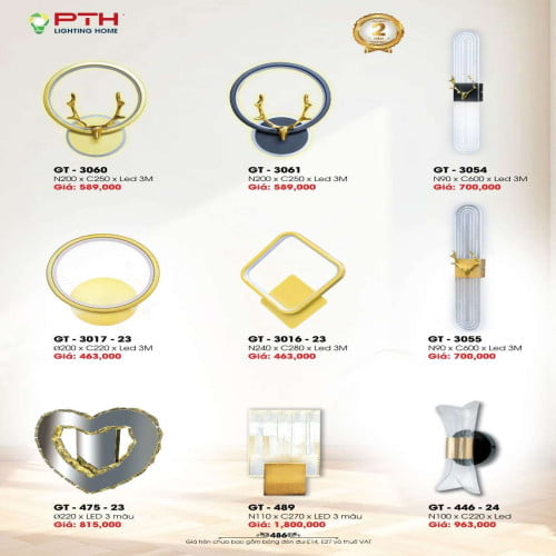 Đèn gắn tường PTH Lighting Home GT - 3060, GT - 3061, GT - 3054, GT - 3017 - 23, GT - 3016 - 23, GT - 3055