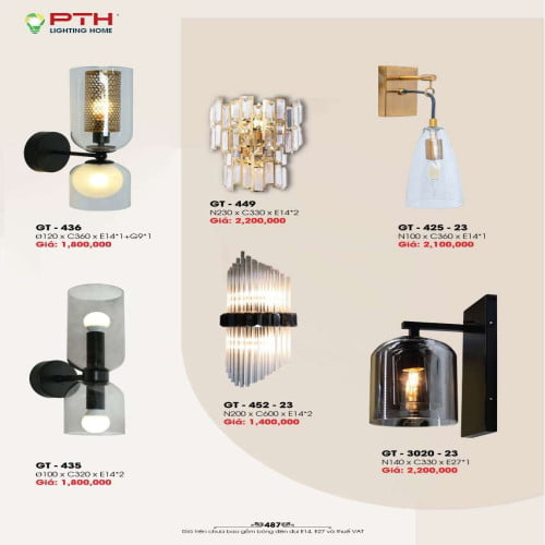 Đèn gắn tường PTH Lighting Home GT - 436, GT - 449, GT - 425 - 23, GT - 435, GT - 452 - 23, GT - 3020 - 23