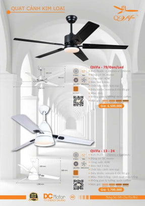 Quạt trần QViFa - 79/Đen/Led, QViFa - 13 - 24