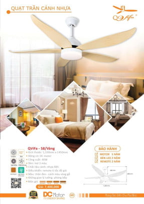 Quạt trần QViFa - 58/Vàng