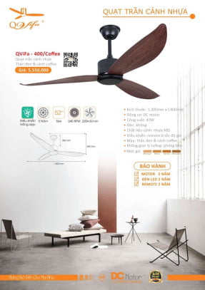 Quạt trần QViFa - 400/Coffee