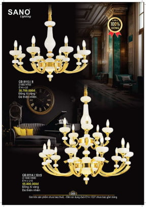Đèn chùm đồng Sano Lighting CĐ 8113/8, CĐ 8114/10+5