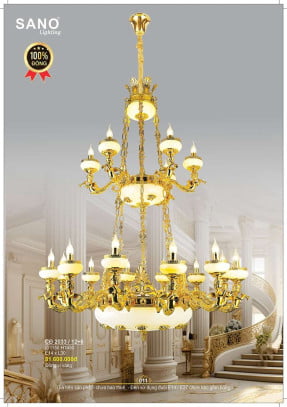 Đèn chùm đồng Sano Lighting CĐ 2033/12+6