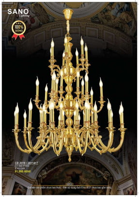Đèn chùm đồng Sano Lighting CĐ 2019/28+14+7