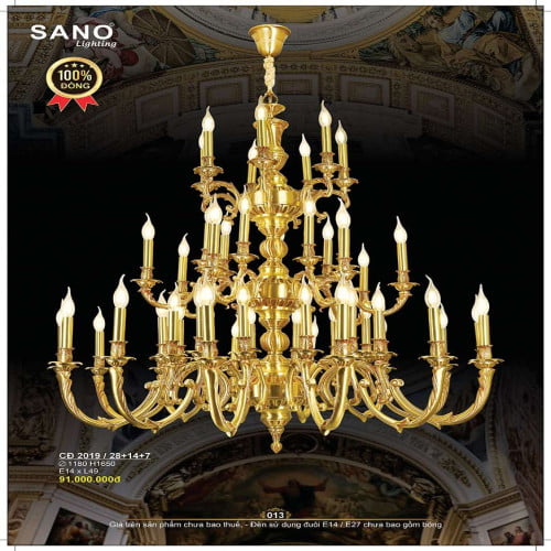 Đèn chùm đồng Sano Lighting CĐ 2019/28+14+7